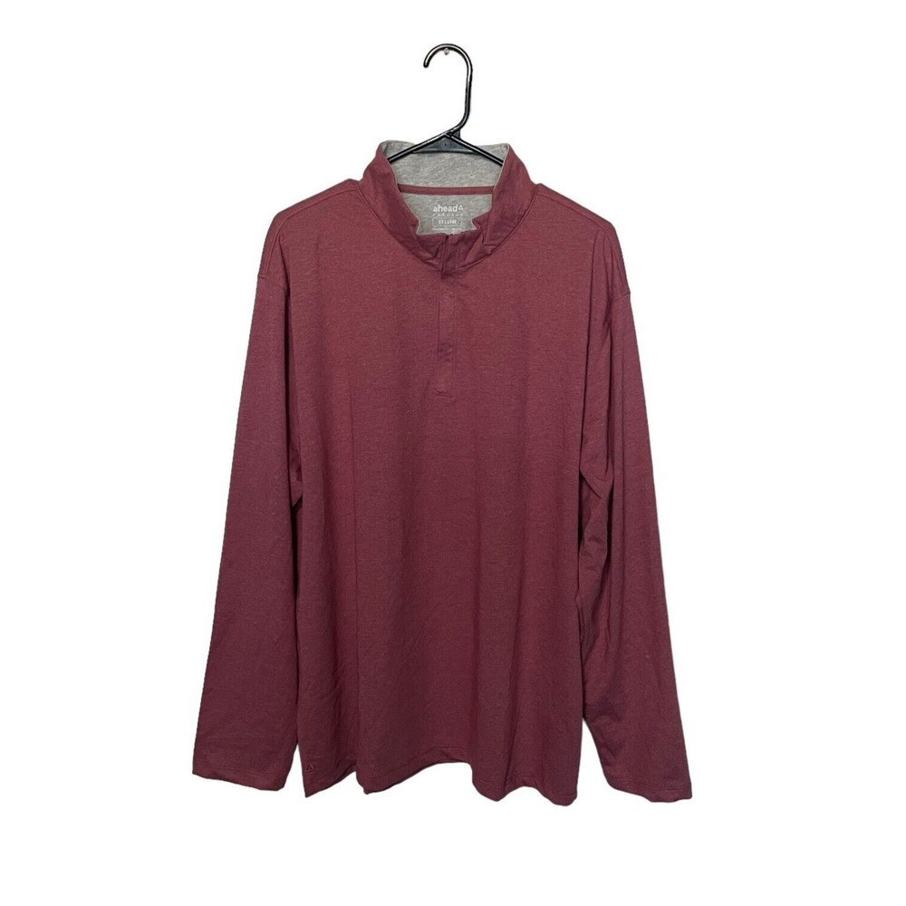 Ahead Sweater Mens 2XL XXL Red Pink Golf 1/4 Zip Pullover Long Sleeve NWOT